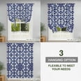 thumbnail image 3 of Tie Up Curtains for Windows Navy Blue Floral Stripes Valance Adjustable Balloon Curtain Geometric Morocco Art Tie Up Shades for Kitchen Living Room Bedroom Privacy Curtain Drape 34x45 Inch, 3 of 9
