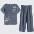 thumbnail image 1 of Hauts Courts zanvins pour Femmes Aguichant, Femmes Été Décontracté Ensemble 2 Pcs Pyjamas Manches Courtes Col Rond Haut/chemise Ensemble Coton Soie Costume Grande Taille Confortable Respirant Cardigan Bouton Poche, 1 of 8