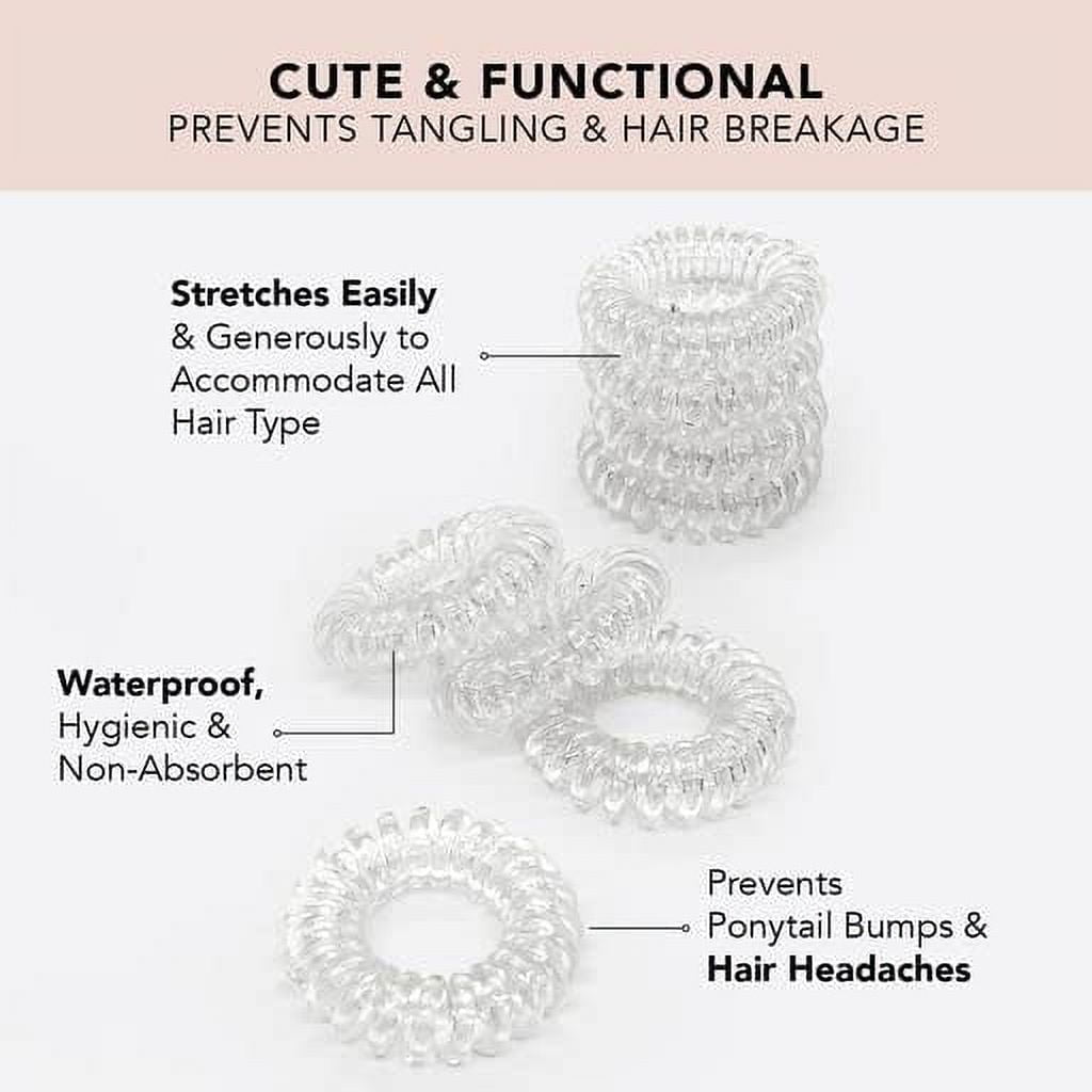 Hair Ties for Women - Waterproof Ponytail Holders for Teens | Stylish Phone Cord Hair Ties & Hair Coils for Girls | Coil Hair Ties for Thick Hair & Thin Hair - 16 Pack
