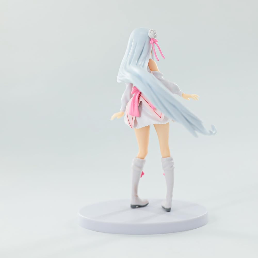 New Emilia Figure, Standing Long Hair Emilia Action Figures 17cm/6.7inch Anime Character Collection Decor Statue Model Desktop Decoration Ornament Gifts