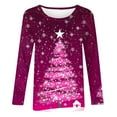 thumbnail image 4 of Mifsaly Plus Size Christmas Shirts for Women Long Sleeve Xmas T-Shirt Snowflake Printed Crewneck Tops Pullover Loose Fit Funny Blouse Festival Party Outfits Sweatshirt, 4 of 5