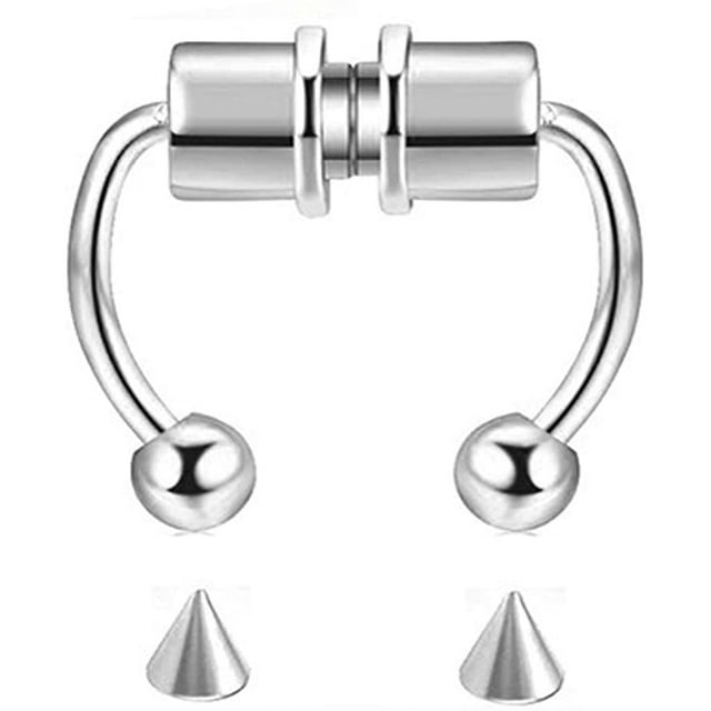Fake Nose Ring Hoop Magnetic Septum Nose Ring Horseshoe Stainless Steel Faux Fake Nose Septum Rings Non-Pierced Clip On Nose Hoop Rings