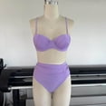 thumbnail image 4 of LEKWK High Waisted Bikini Sets for Women Underwire Push Up Top Two Piece Swimsuits Ruched Tummy Control Bathing Suit Retro Summer Beach Swimwear, 4 of 8