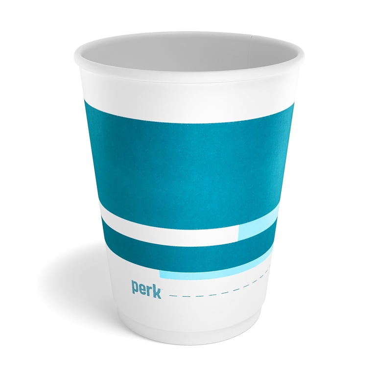 Staples Perk Insulated Paper Hot Cup 12 oz. White/Blue 40/Pack PK59483