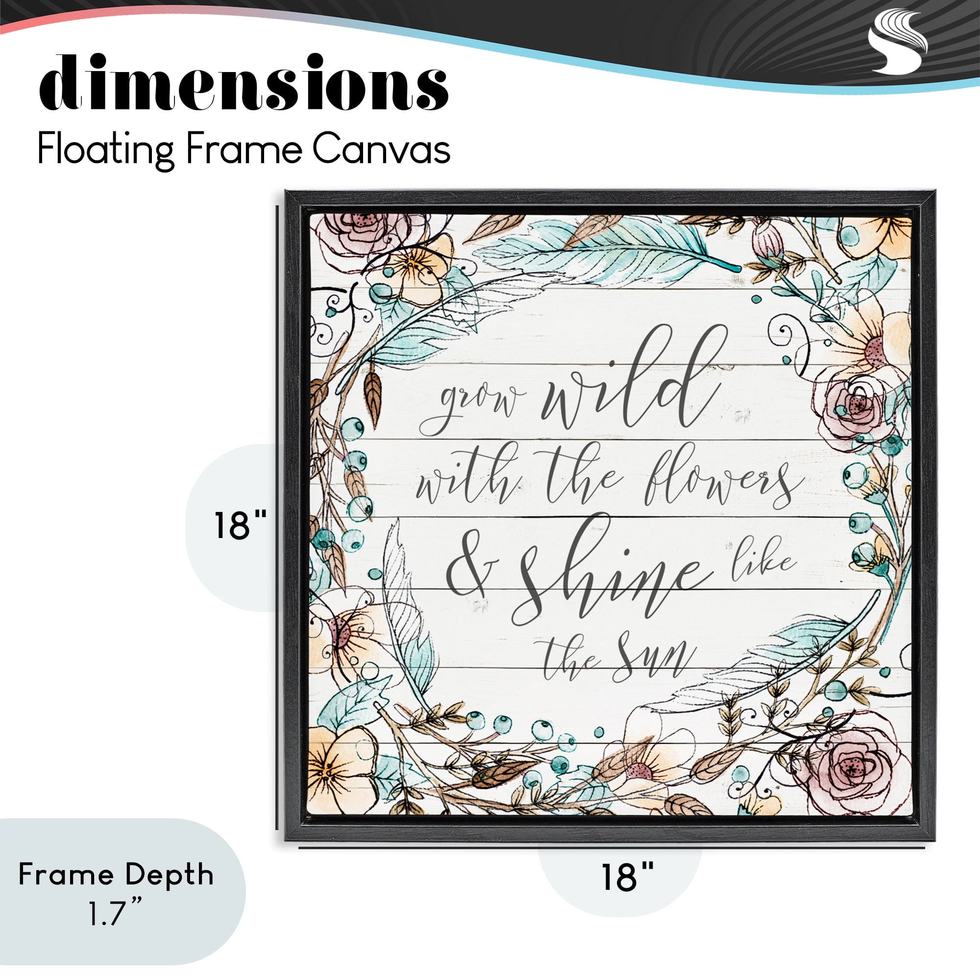 Stupell Industries Grow Wild With Flowers Black Framed Floater Canvas Wall Art, design by SD Graphics Studio