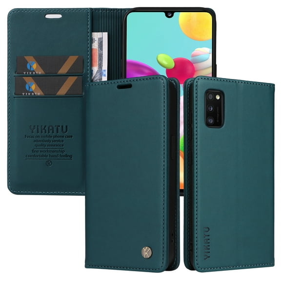 Allytech Flip Wallet Case For Samsung Galaxy A13 5G,360 Protection Luxury Solid Color PU Leather Magnetic Closure Folio Credit Card Slots Kickstand Shockproof Soft TPU Cover.Blue