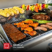 Nexgrill 3-Burner Stainless Steel Propane Gas Grill with Side Tables, 40,500 BTUs, 4 Wheel Transport, 591 SQ. IN. Cooking Space, Outdoor Kitchen Grill for BBQs, Patios, and More - 720-0830MN