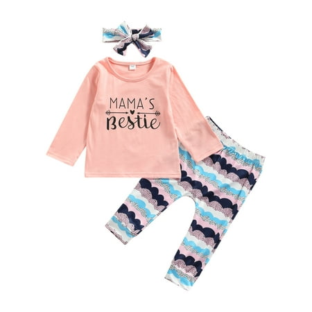

Sunisery Infant Baby Girls Clothes 3Pcs Fall Outfits Letter Print Long Sleeve Pullover Tops Pants Sets Pink 3-4 Years