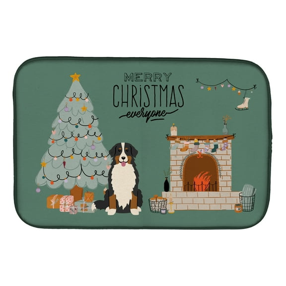Bernese Mountain Dog Christmas Everyone Dish Drying Mat