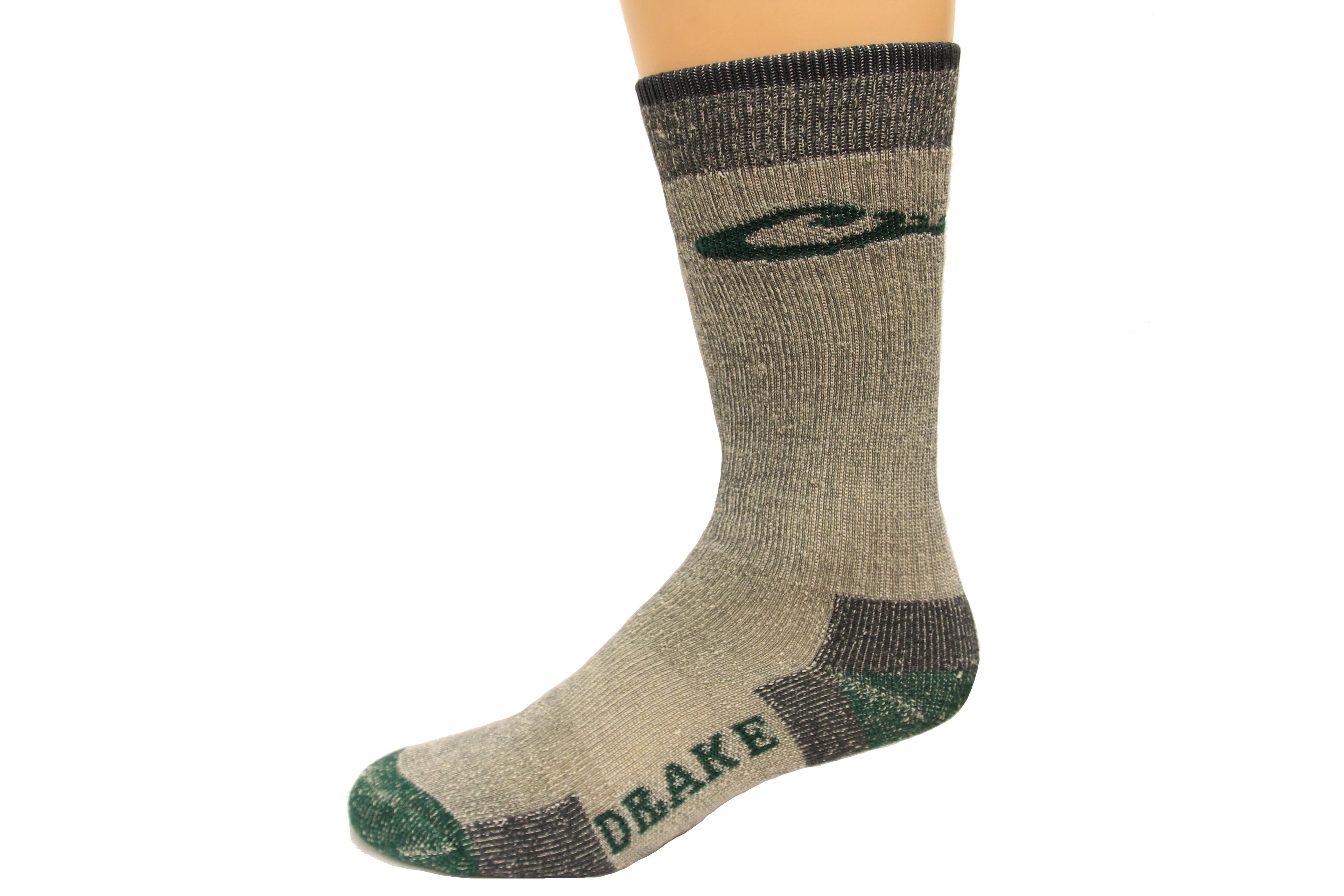 Drake Merino Wool Crew Socks, Grey/Green, Med (W 6-9 / M 4-9), 1 Pair