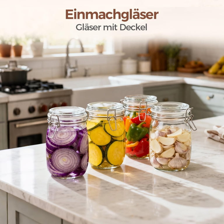 25oz Fluted Glass Mason Jars Set of 6 with Airtight Lids for Sourdough Starter, Pickling, Coffee Storage, Pantry Organization & Farmhouse Decor