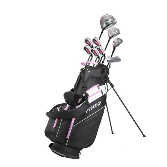 Precise AMG 14 Piece Ladies Women's Complete Right Hand Golf Club Package Set, Pink, Regular Size