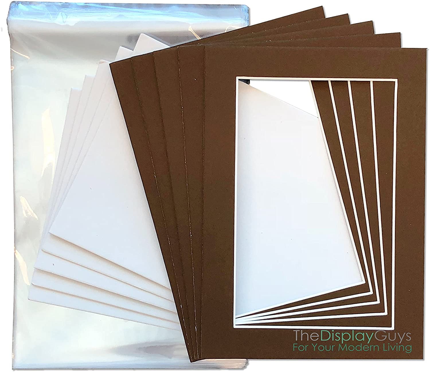 THE DISPLAY GUYS 5x7 Pack of 25 Brown Picture Photo Matting Mat Boards ...