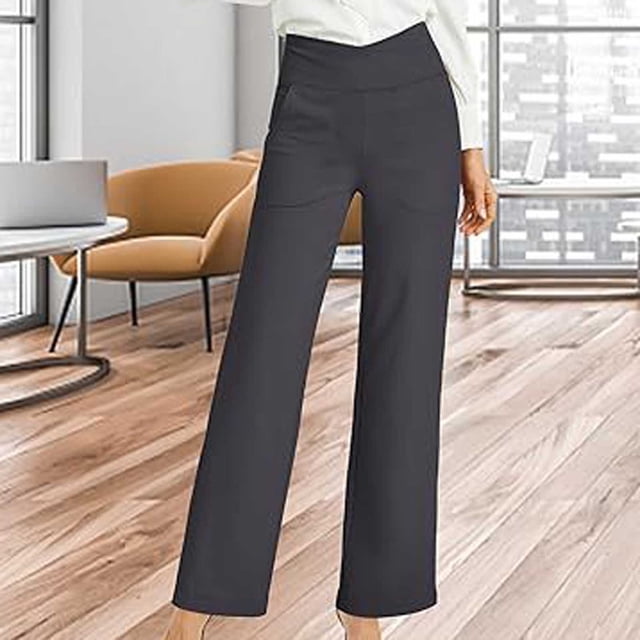 Birdeem Women Fashion Solid Color High Waisted Pocket Vent Fitting Full Length Pants