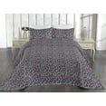 thumbnail image 2 of Ambesonne Spring Season Quilted Bedspread Set 3 Pcs, Romantic Tulip Flower, Queen, Cadet Blue Dark Pink, 2 of 4
