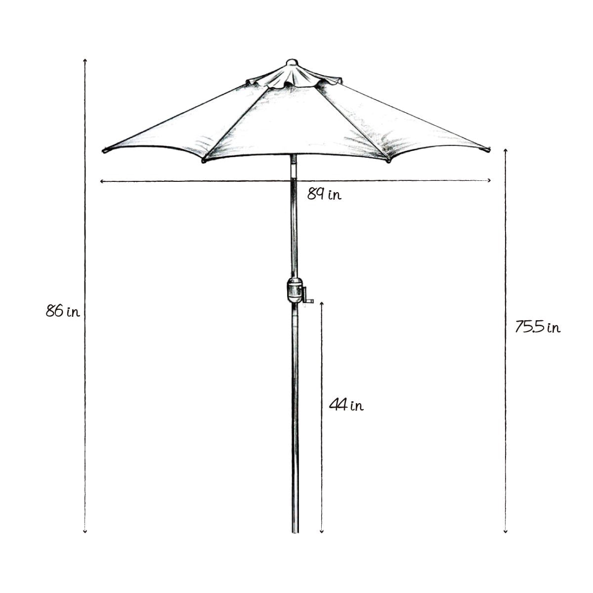 Abble 7.5ft Patio Umbrella with Crank Outdoor Market Umbrella with 6 Ribs for Garden Deck Backyard Pool, Red