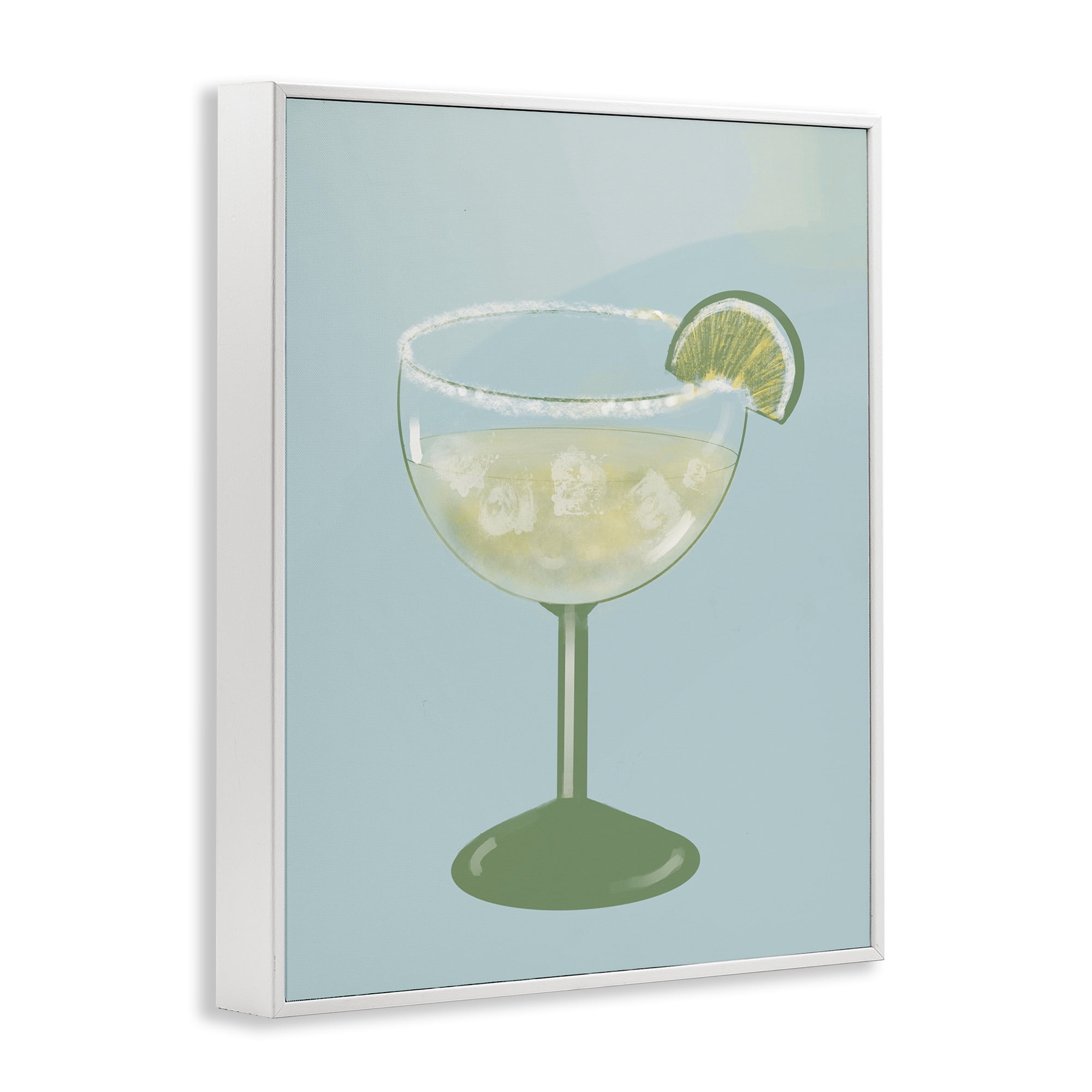Stupell Industries Margarita Glass over Blue White Framed Giclee Art, design by Robin Maria