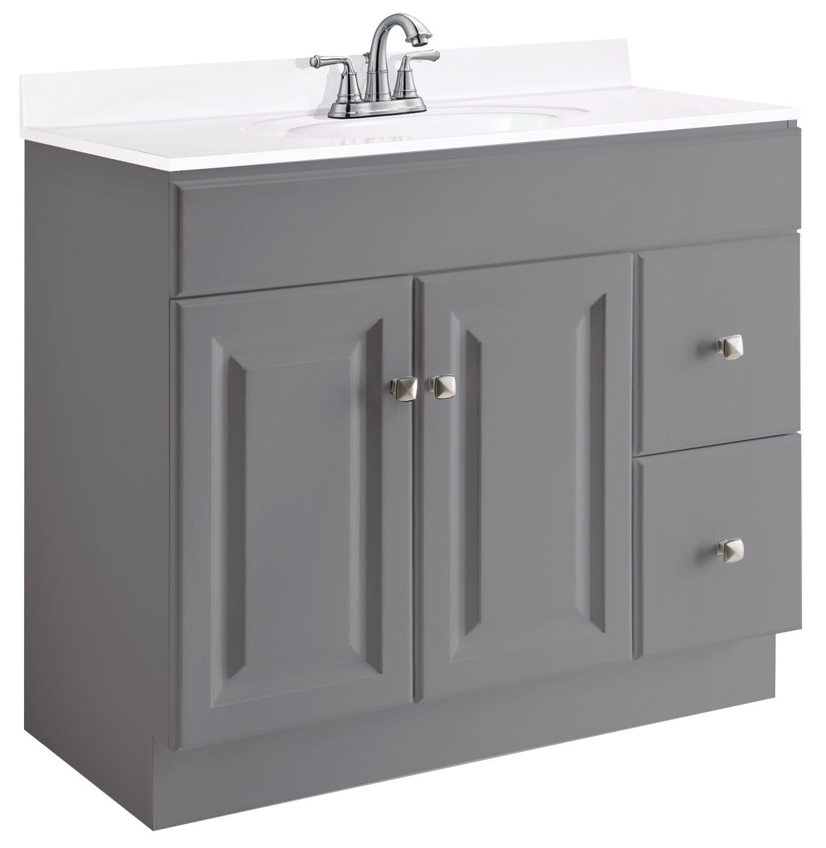 Design House Wyndham 36" Solid Wood Ready to Assemble 2-Door and 2-Drawer Bathroom Vanity Cabinet, Gray
