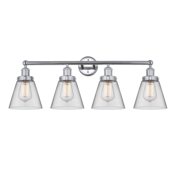 616-4W-PC-G62 Innovations Lighting Cone - 4 Light Bath Vanity In Modern Style-10 Inches Tall and 33.5 Inches Wide-Polished Chrome Finish-Clear Glass