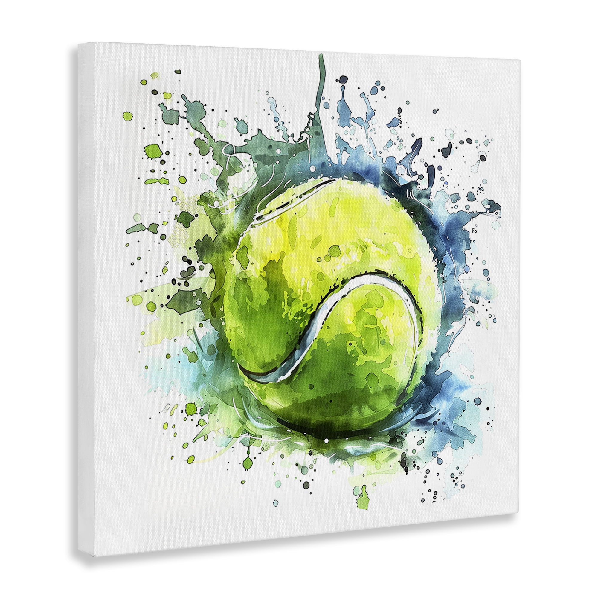 Stupell Industries Tennis Ball Bright Splash Sports Painting Wrapped Canvas Art Print Wall Art, 24 x 24