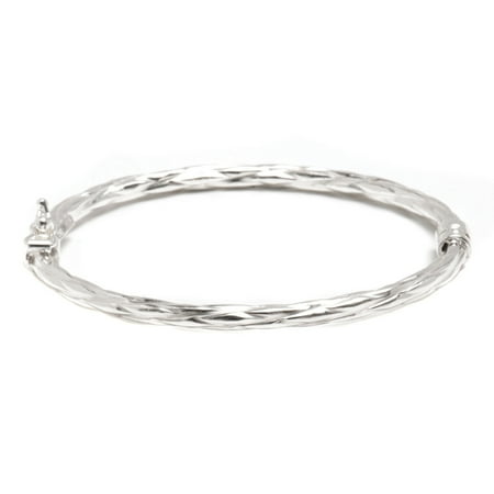 Pori Jewelers 925 Sterling Silver Textured Kid Bangle Bracelet