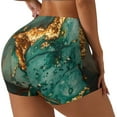 thumbnail image 2 of Kdxio Emerald Color Gold Marble Print Workout Shorts for Women Seamless Soft Smooth Gym Yoga Scrunch Active Shorts, 2 of 5