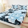 thumbnail image 4 of Erosebridal Blue Floral Full Size Sheets for Girls Women, Botanical Theme Bed Sheets, 4 Pieces, 1 Flat Sheet 1 Fitted Sheet and 2 Pillowcases, 4 of 5