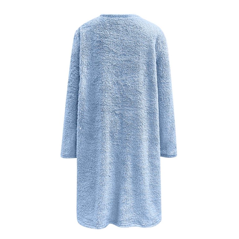 warm dresses for elderly ladies Women's Solid Color Autumn and Winter Round Neck Long Sleeved Pocket Casual Sanitary Dress Lined Shirt Women Sweat Distress Tops Women SALE-SEP-25