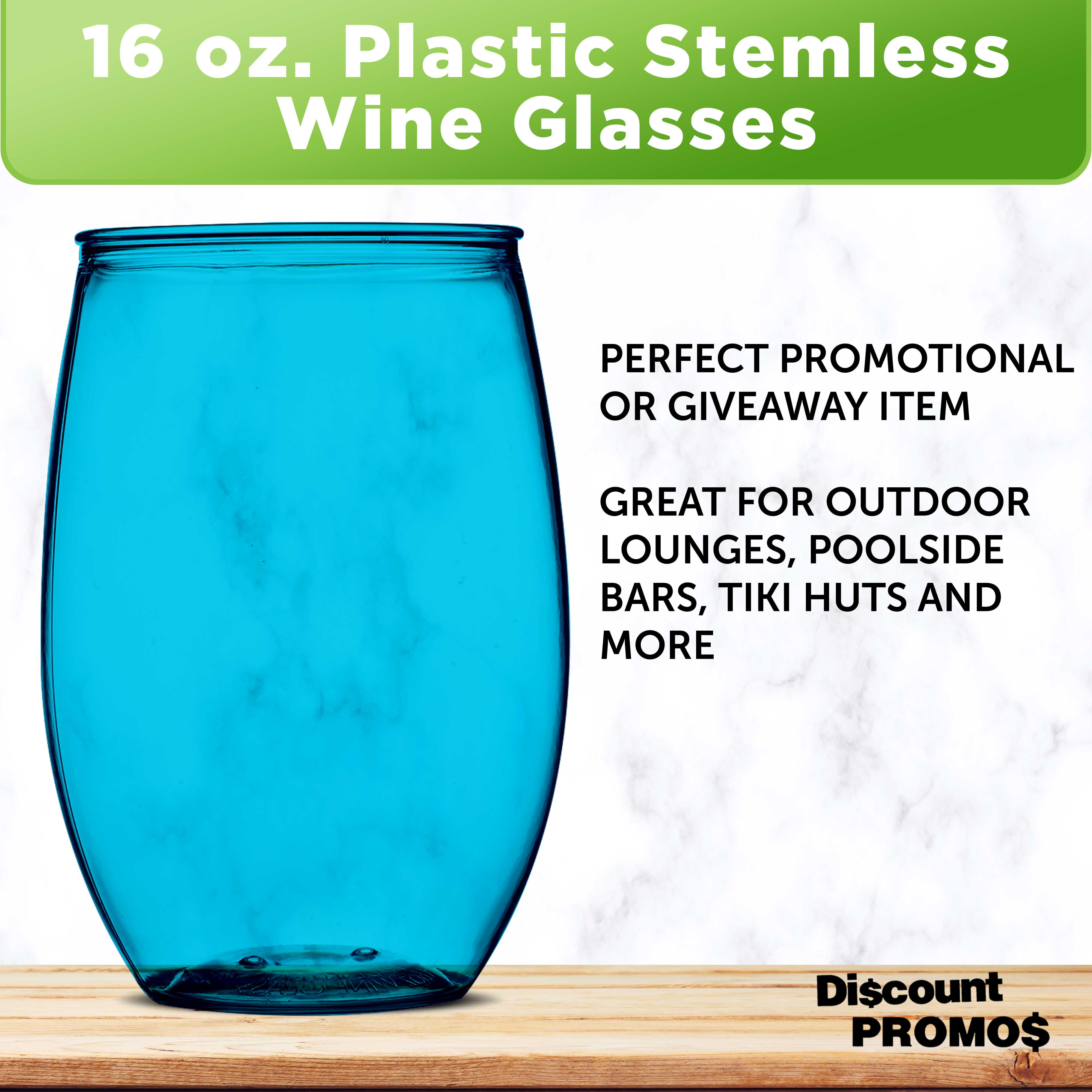 plastic stemless wine glasses vasos de vidrio elegantes durable 20 Pack 16  Oz