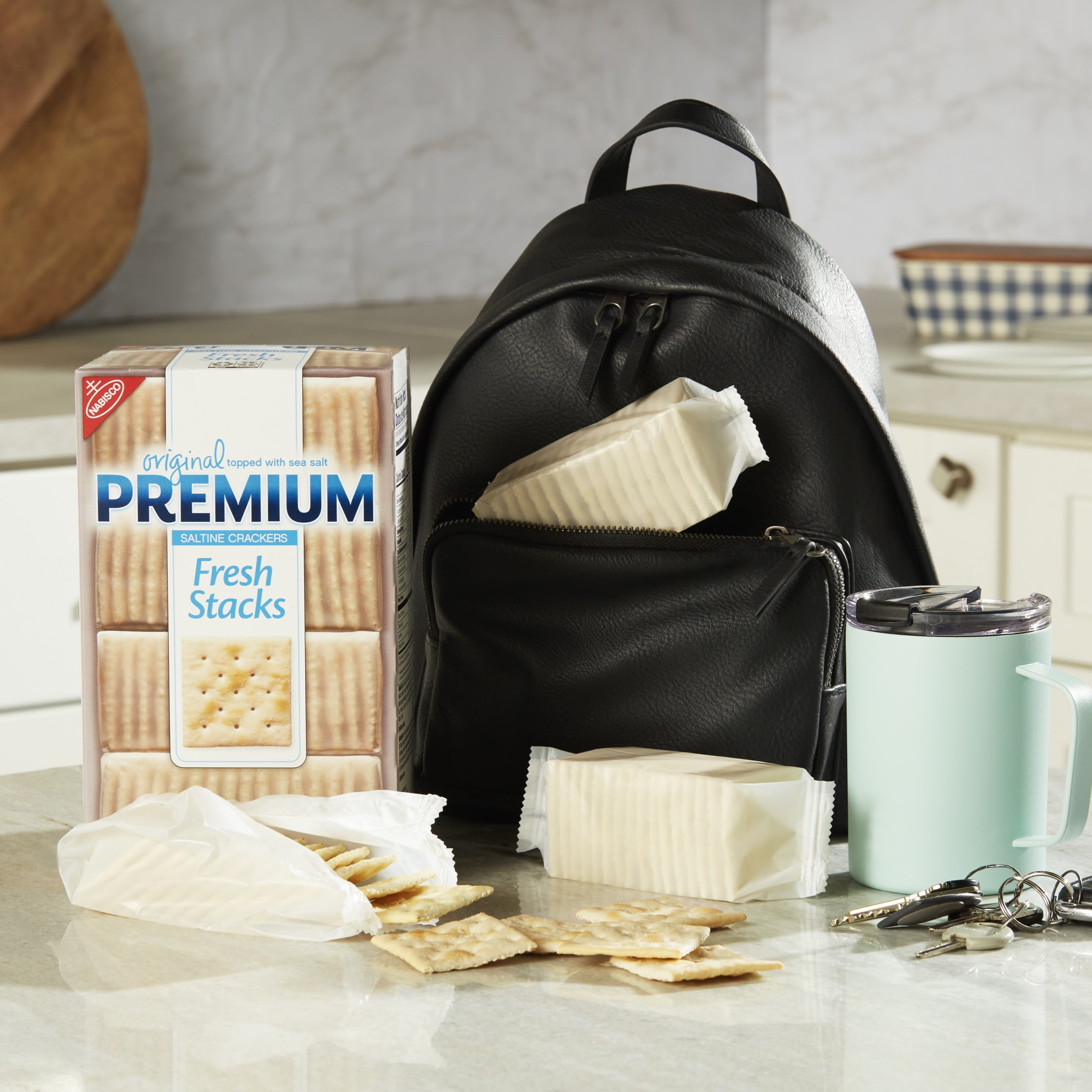 Premium Fresh Stacks Original Saltine Crackers, Travel Snacks, 13.6 oz (8 Multi Snack Packs)