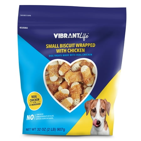 Vibrant Life Small Biscuit Wrapped with Chicken Dog Treats, 32 (Best Dog Treats For Puppies)
