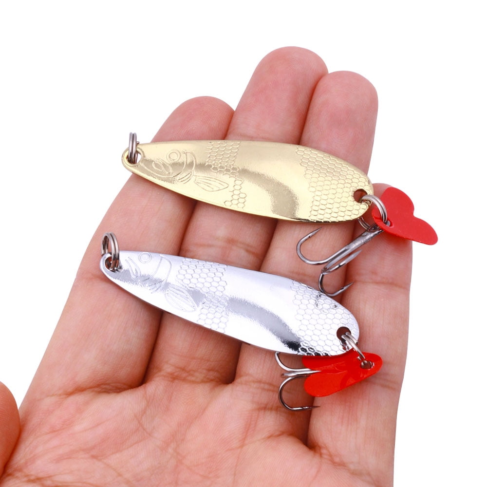 Fishing Lures,Fishing Spoons,Trout Lures,Bass Lures, 8PCS Hard Fishing Lures Jigging Bait with Treble Hooks,  1/4oz