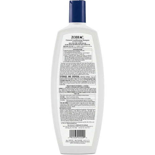 Zodiac Flea & Tick Shampoo Oatmeal Dogs & Puppies Conditioning 18 oz.