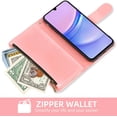 thumbnail image 4 of Phone Case for Samsung Galaxy A15 5G Wallet Cover with Tempered Glass Screen Protector and Flower Leather Flip Credit Card Holder Stand Lanyard Cell Accessories A 15 4G 15A Women Men Rose Gold, 4 of 13