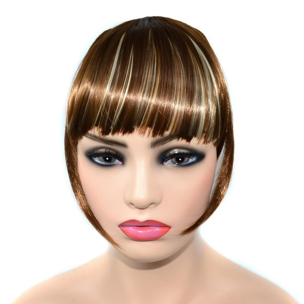 Pelucas con flequillo para mujer, peluca ondulada suelta, trenza, diadema, flequillo sintético, extensiones de cabello con flequillo térmico para mujer, un solo cepillo