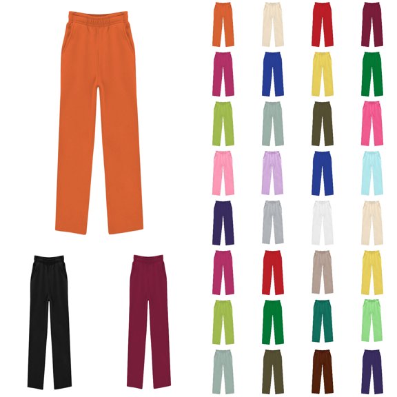 VeFlora Girls Oversized Wide Leg Sweatpants Kids Baggy Sweat Pants for Girls Drawstring Waist Straight Leg Joggers with Pockets(Orange/5-6 Years)