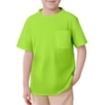 thumbnail image 2 of LIIPEE Girls Boys T-Shirts Summer Solid Color Mesh Short Sleeve Plain Round Neck Tshirts With Pocket Baby Leisure Sports Tee Shirts,Light Green,9-10 Years, 2 of 5