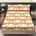 thumbnail image 4 of Jeiento Fall Pumpkin Bow Pattern Bedding Set - 3 Pieces Fitted Sheet with Pillowcases, Soft Breathable Bed Cover for Autumn Harvest Themed Bedroom, Wrinkle Resistant, Twin Size, 4 of 7