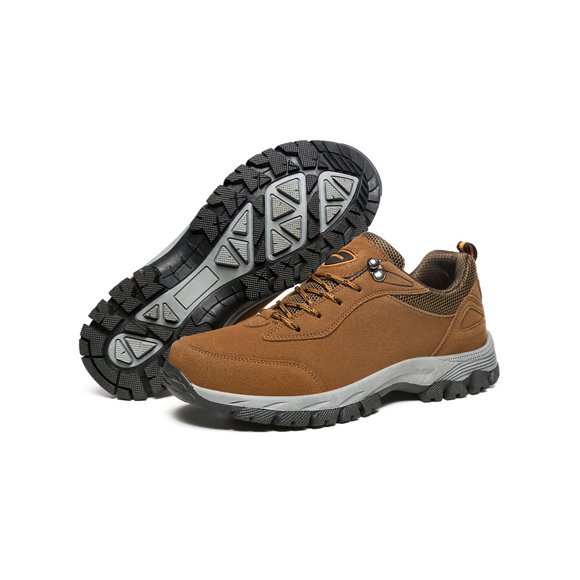 Woobling Mens Sneakers Non-Slip Hiking Shoe Outdoor Walking Shoes Athletic Climbing Boots Work Casual Lace Up Brown 15