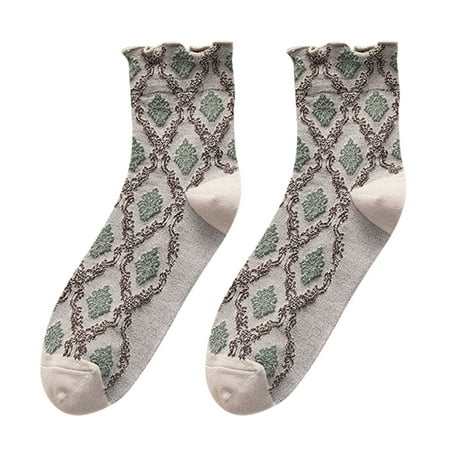 

Womens To Keep Warm Sock Plaid Combed Cotton Socks Low Cut Socks for Men 9-12