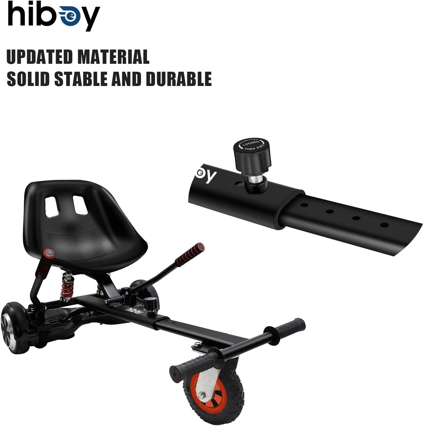 Hiboy Hc02 Hoverboard Seat Attachment With Rear Suspension Go Kart Accessory For 65" 8" 10" Two Wheel Self Balancing Scooter