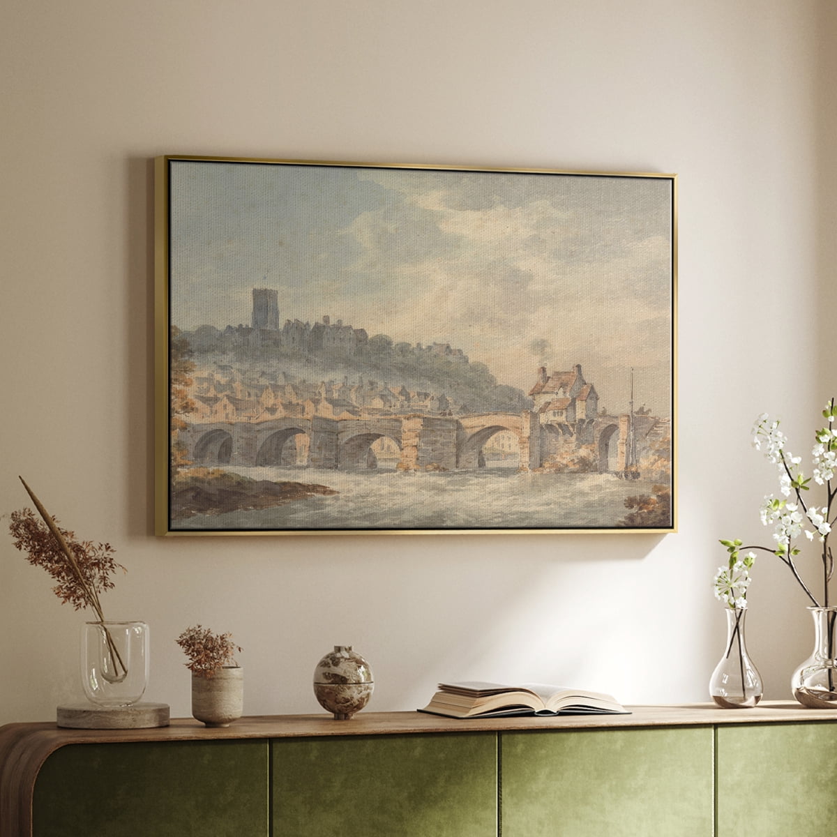 Vintage Landscape-CCCXCII By Wexford Home Framed in Gold Wood Gallery Wrapped Canvas 27 in. x 41 in.