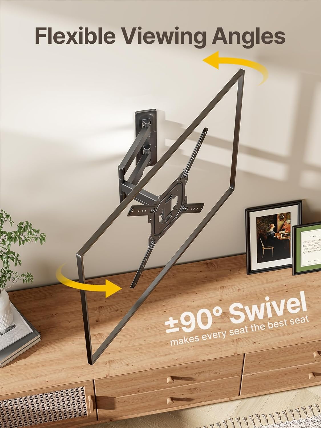monTEK Full Motion TV Wall Mount for 23–65 Inch Flat & Curved TVs, Swivel & Tilt Articulating TV Bracket, VESA 75x75 to 400x400mm, Holds up to 77 lbs, Single Stud, Black