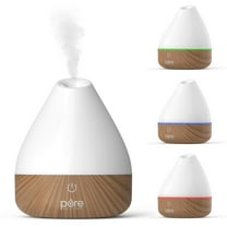 Pure Enrichment PureSpa Natural Aromatherapy Oil Diffuser (White) - Ultrasonic Air Deodorizer with 200ml Water Tank, Wood-Grain Accents, Soft Color-Changing Lights, and Auto Safety Shut-Off