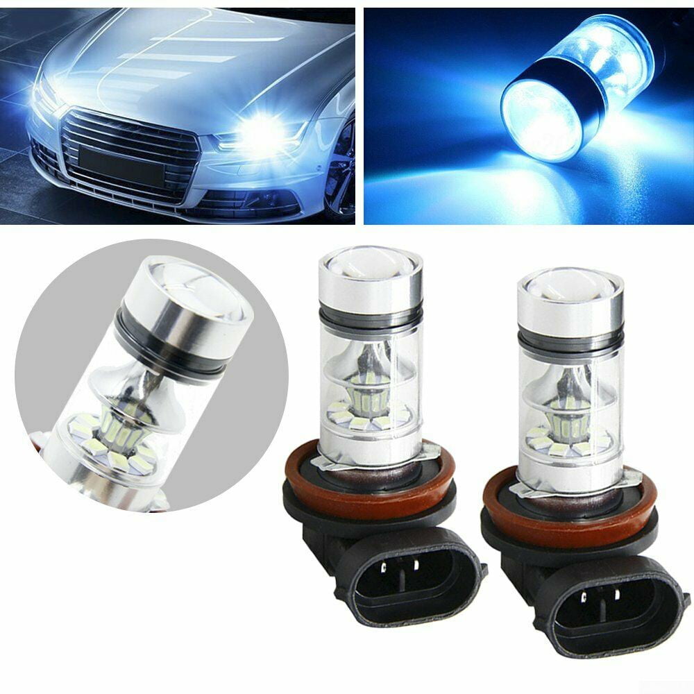 2x Dual Color H11 H8 H9 LED COB Bulbs Car Driving Fog Light Lamps White+Ice Blue 