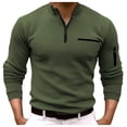 thumbnail image 1 of Playeras Negras Para Hombre Algodon, Camiseta De Manga Larga A Rayas Con Cremallera Para Hombre, Camisetas Casuales De Verano Para Vacaciones, Tops, 1 of 8