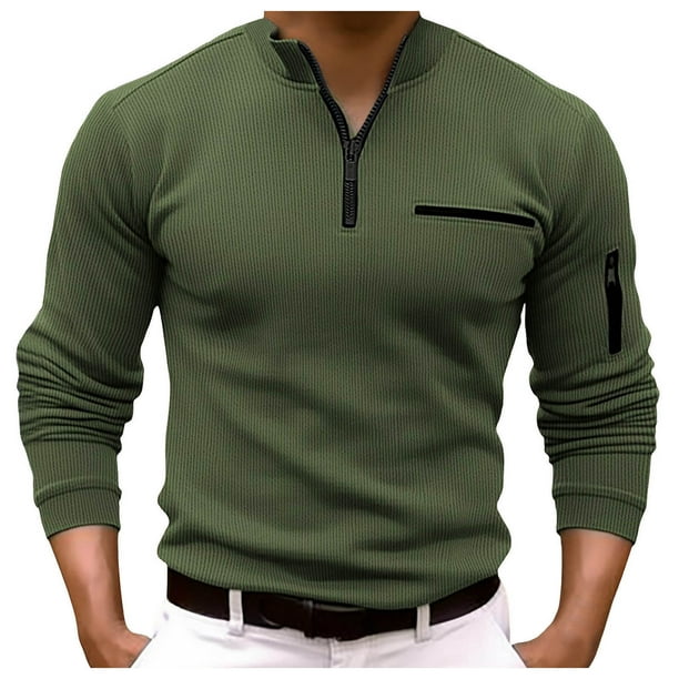Playeras Negras Para Hombre Algodon, Camiseta De Manga Larga A Rayas Con Cremallera Para Hombre, Camisetas Casuales De Verano Para Vacaciones, Tops
