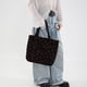 thumbnail image 5 of Bolsa de hombro grande de corduroy estampado negro con fresa, 5 of 6