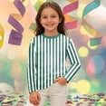 thumbnail image 2 of Glisme Boys Stripe Long Sleeve T Shirt Colorful Round Neck Casual Top Comfortable Blend Tee Green Tops Size 110, 2 of 4