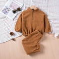 thumbnail image 2 of Ruyang Toddler Boys Girls Fleece Clothing Set Half Zip Up Sweatshirt Joggers 2 Piece Outfits Warm Sweatsuits Tracksuit, 2 of 7